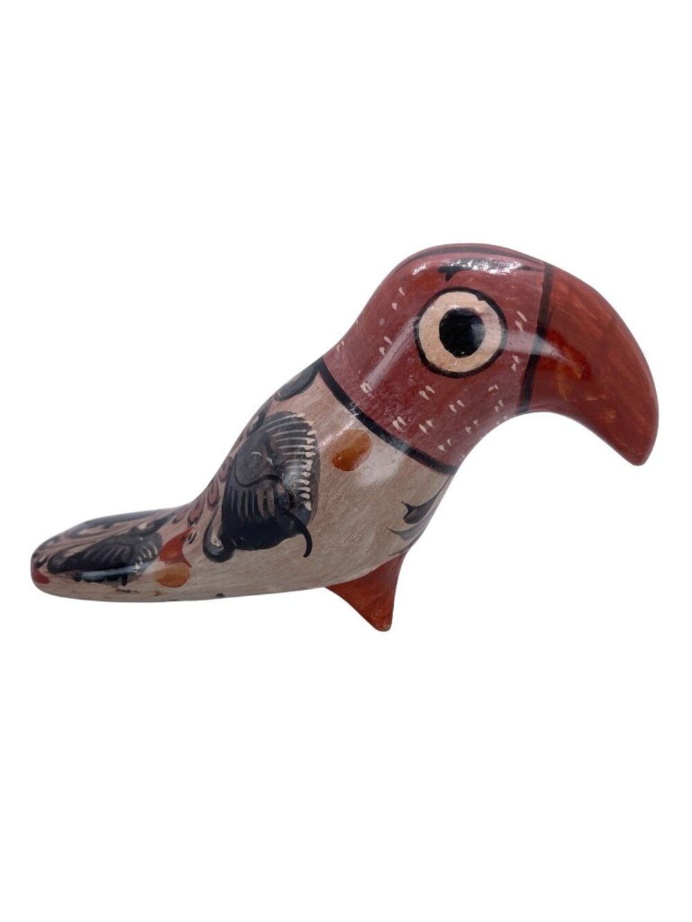Tonala Bird Mexico Pottery Folk Art Hand Painted Ceramic Toucan Figurine Vintage